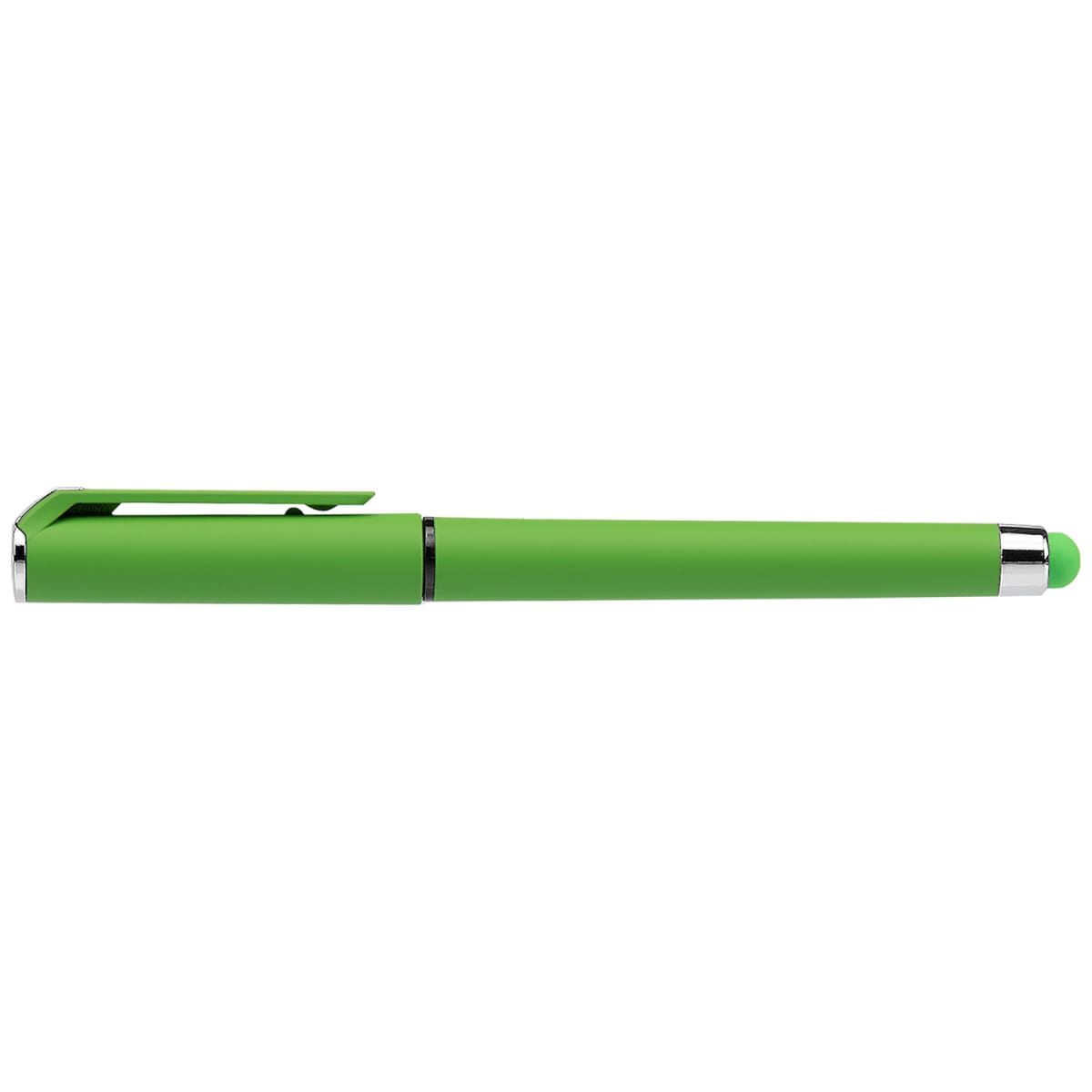 Branded Soft Touch Gel Pen with Matching Stylus in Green