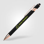 Branded Rose Gold Trim Metal Pen with Stylus