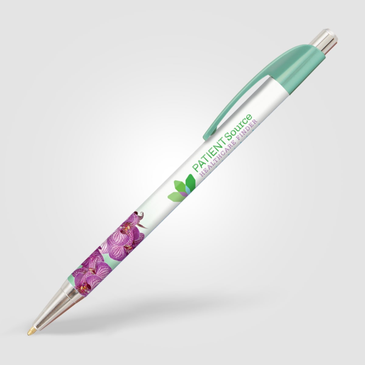 Branded Slim Chrome Trim Pen with Metallic Clip