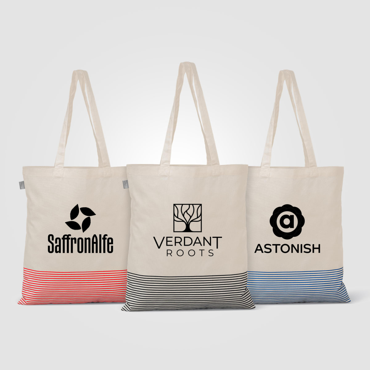 Branded Recycled Cotton Micro Stripe Tote Bag