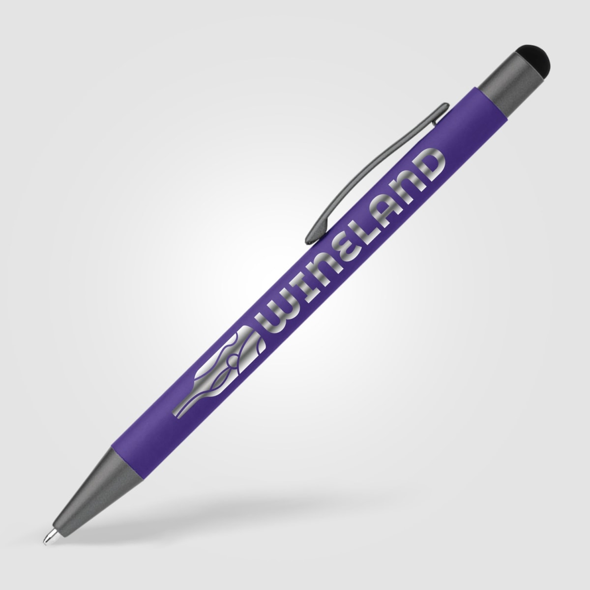 Branded Retractable Gunmetal Trim Stylus Pen