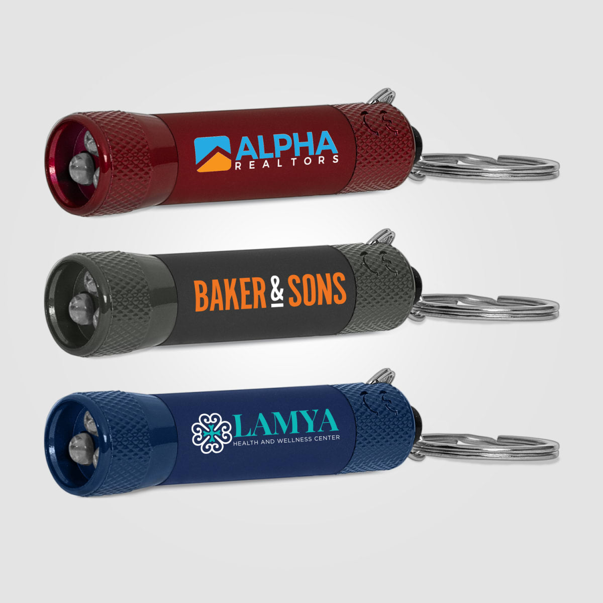 Branded 3 LED Torch Keyring with Soft-Touch Finish