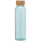 Branded Glass Water Bottle with Bamboo Lid - 500ml in Aqua