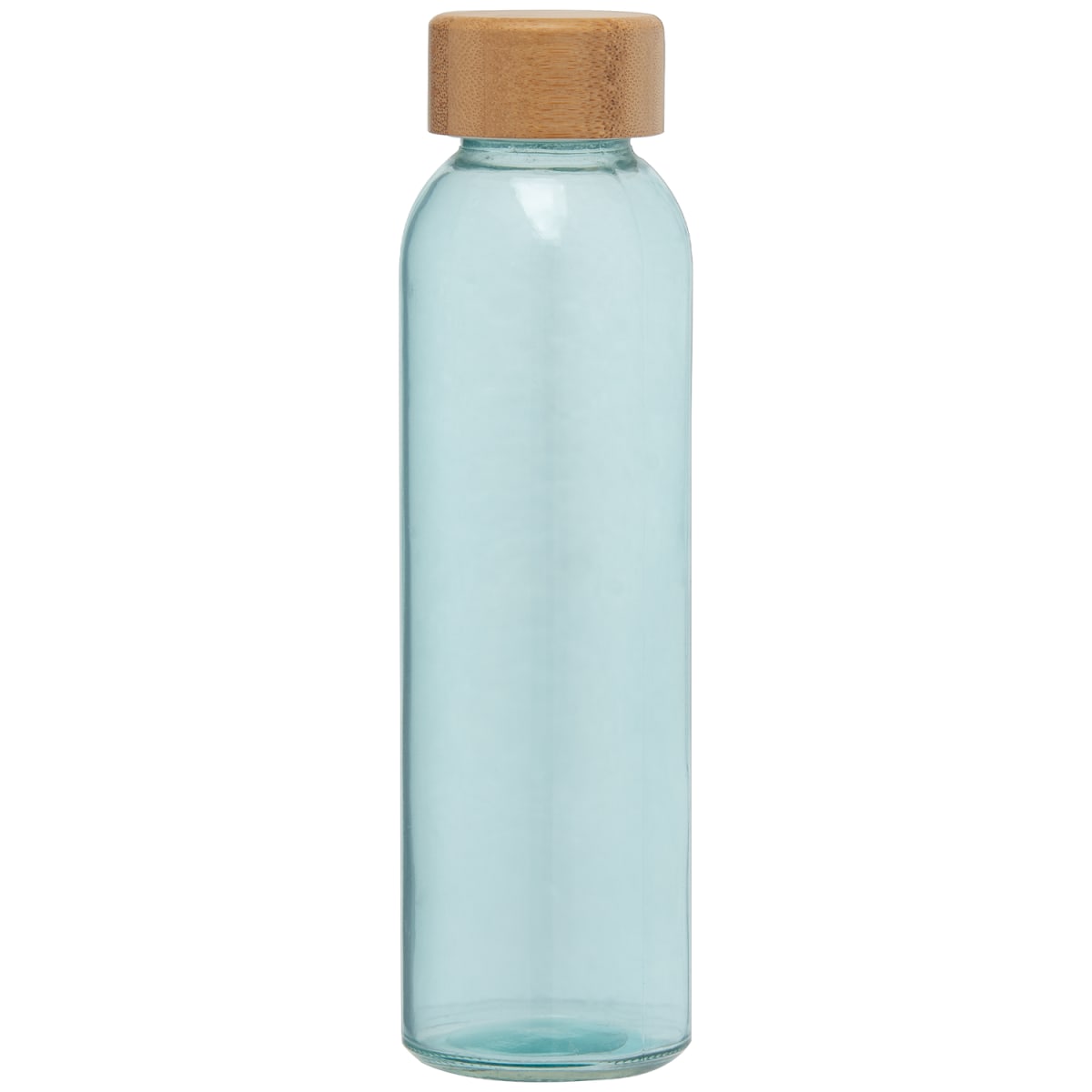 Branded Glass Water Bottle with Bamboo Lid - 500ml in Aqua