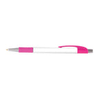 Branded Full Colour Printed Grip Pen with Chrome Trim in Pink