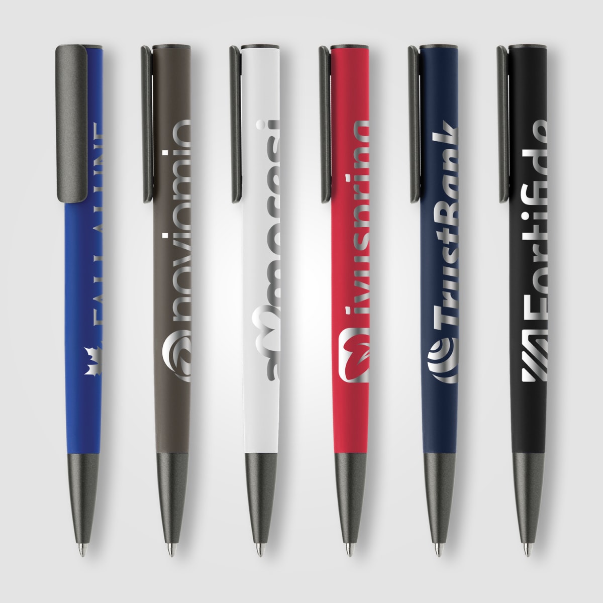 Branded Metal Ballpoint Pen with Gunmetal Trim