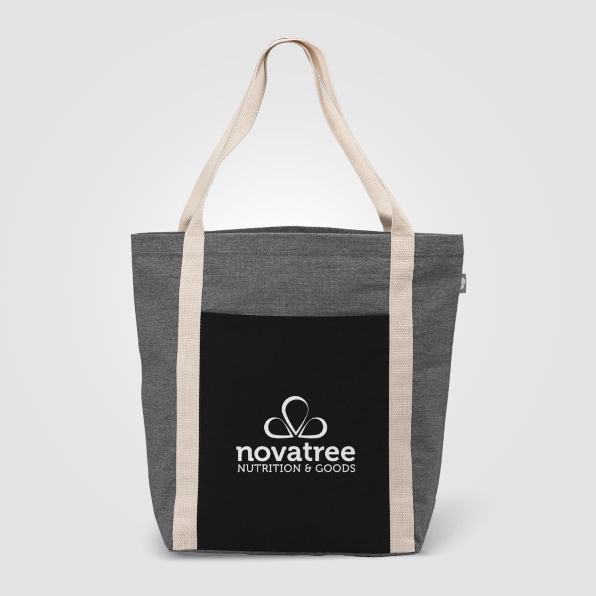 Branded Recycled Cotton Blend Tote Bag with Front Pocket