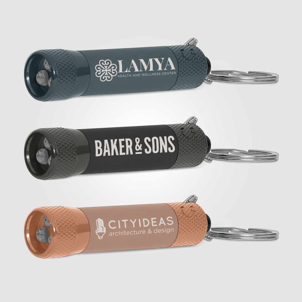 Branded Soft-Touch 3 LED Torch Keyring