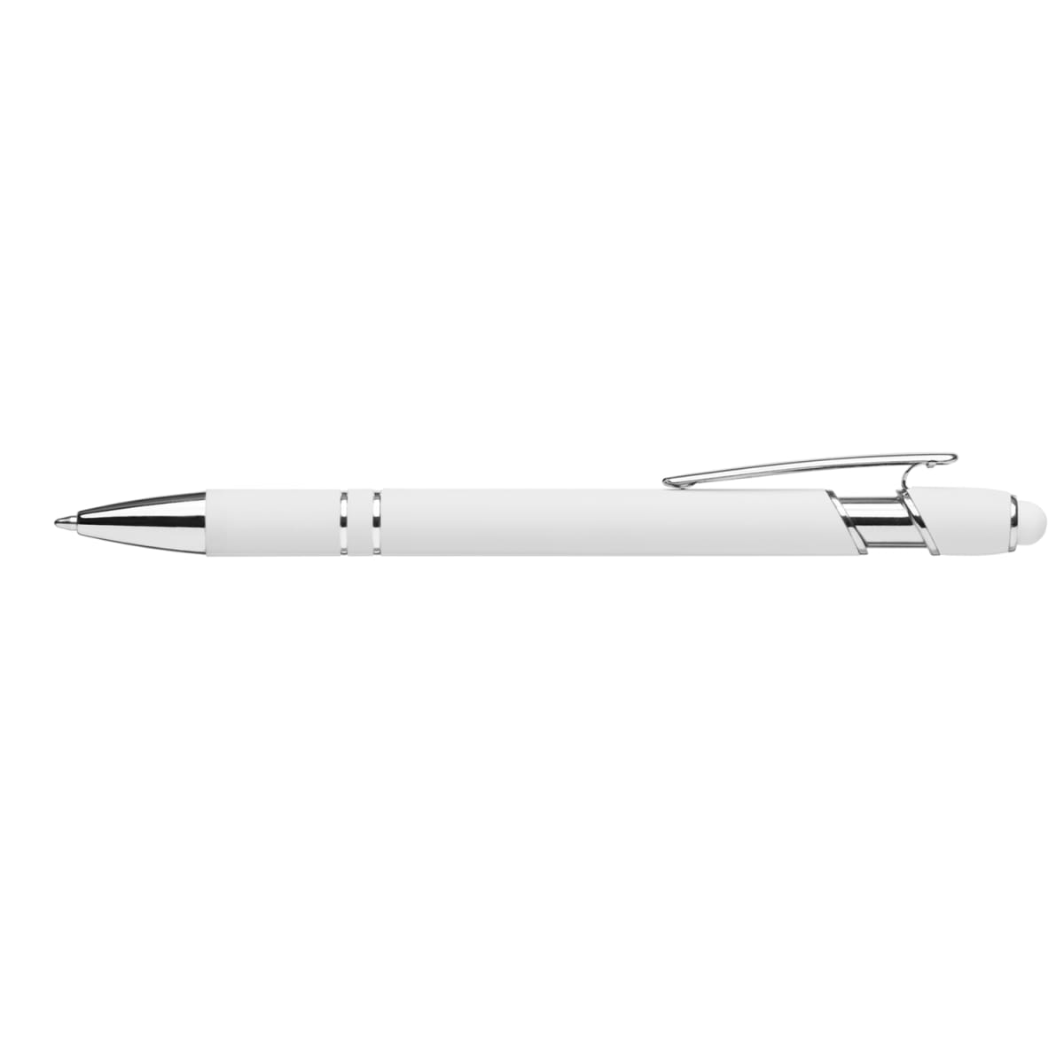 Branded Soft-Touch Rubber Stylus Pen in White