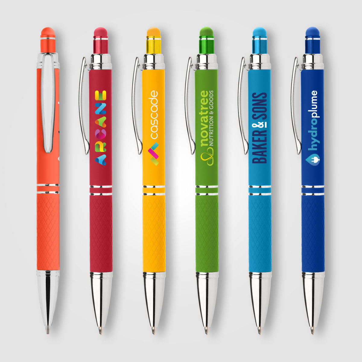 Branded Bright Soft Touch Stylus Gel Pen