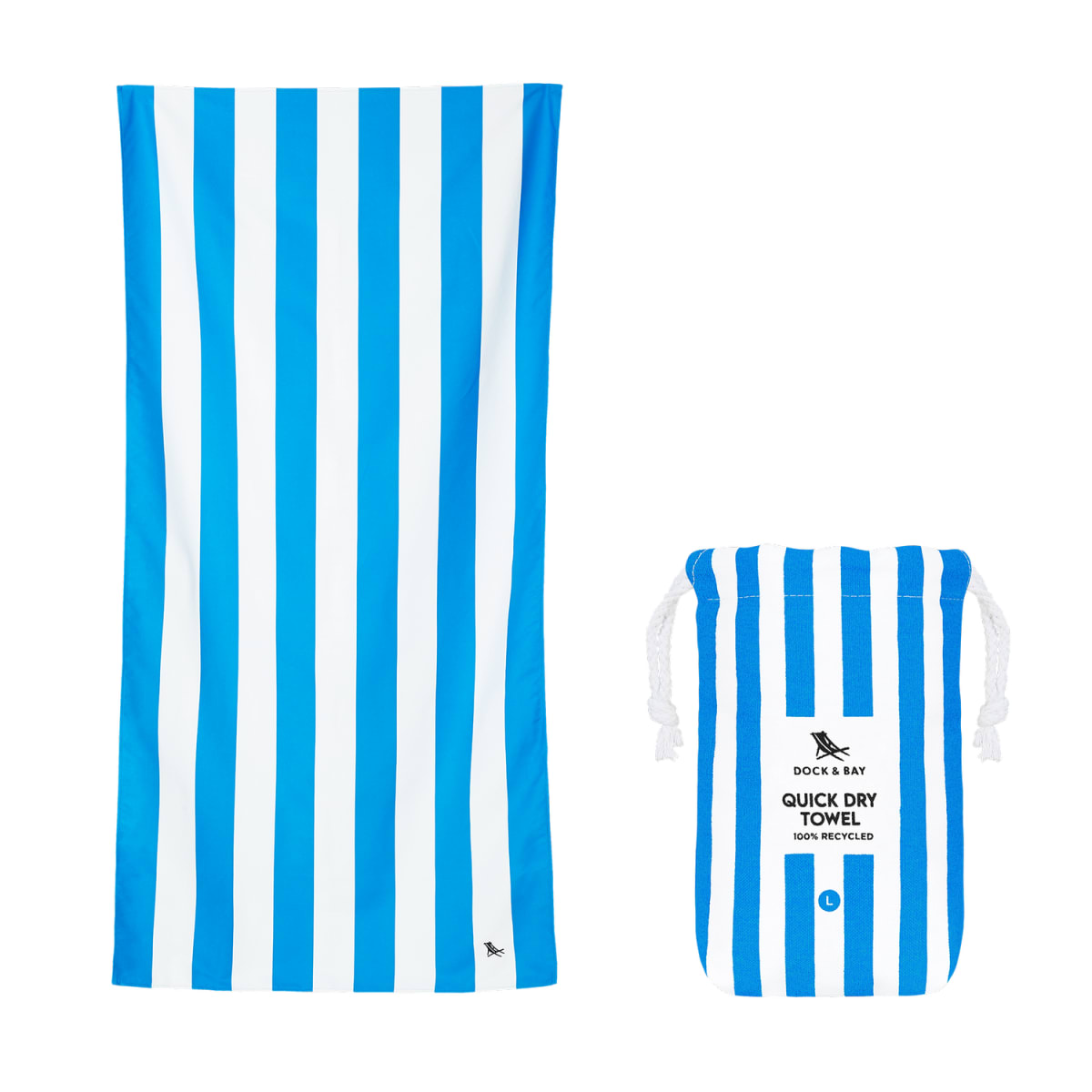 Branded Recycled Plastic Quick Dry Towel in Light Blue