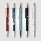 Branded Recycled Aluminium Soft Touch Pen with Bamboo Accents