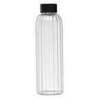 Branded Borosilicate Glass Bottle with Steel Lid - 620ml in Black