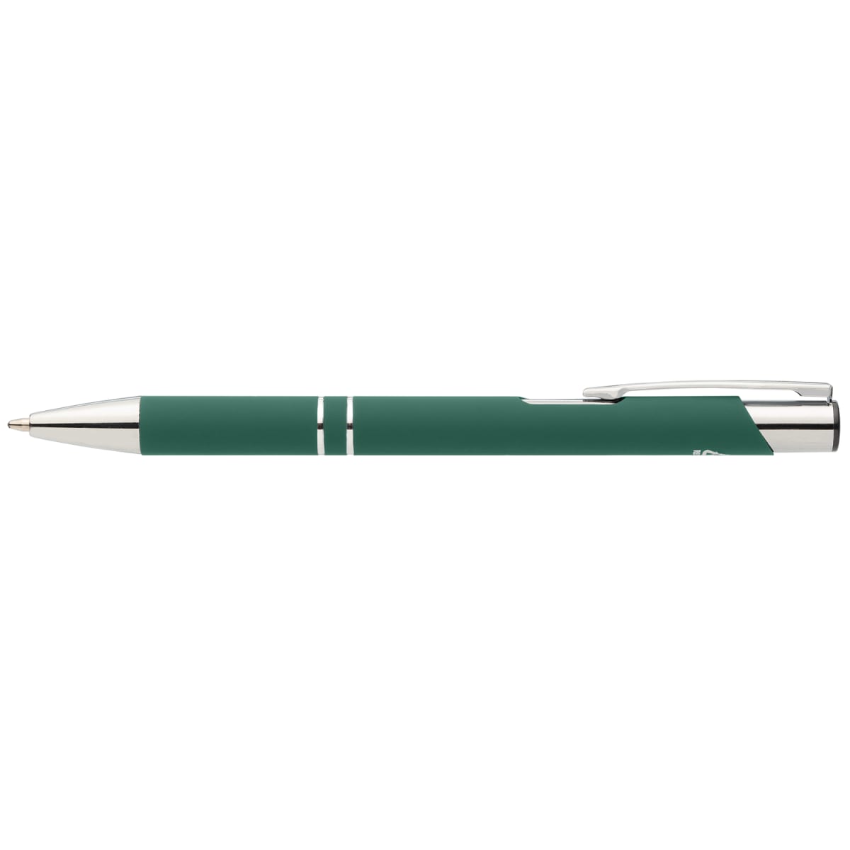 Branded Recycled Aluminium Soft-Touch Pen with Chrome Trim in Forest Green