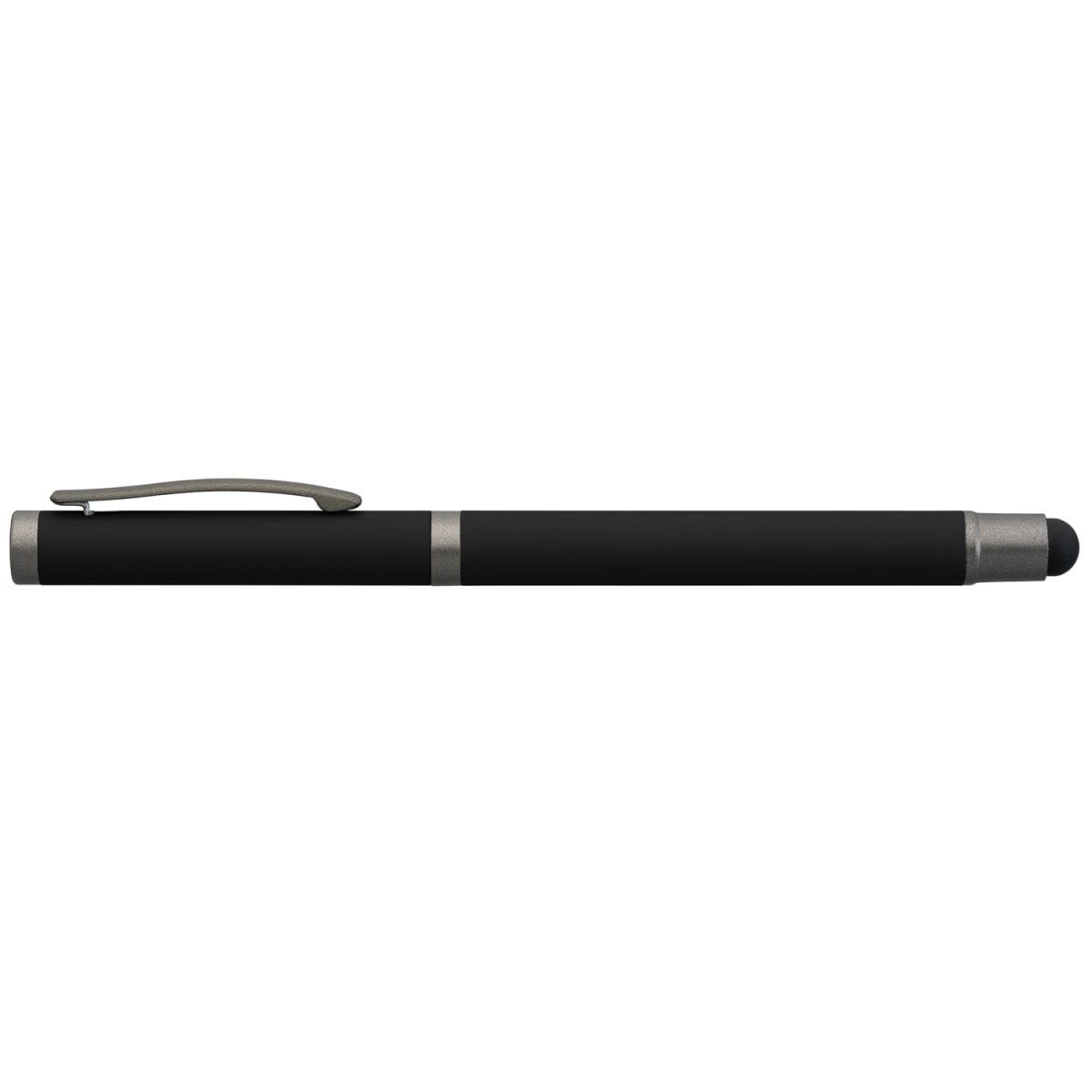 Branded Gunmetal Recycled Aluminium Stylus Gel Pen in Black