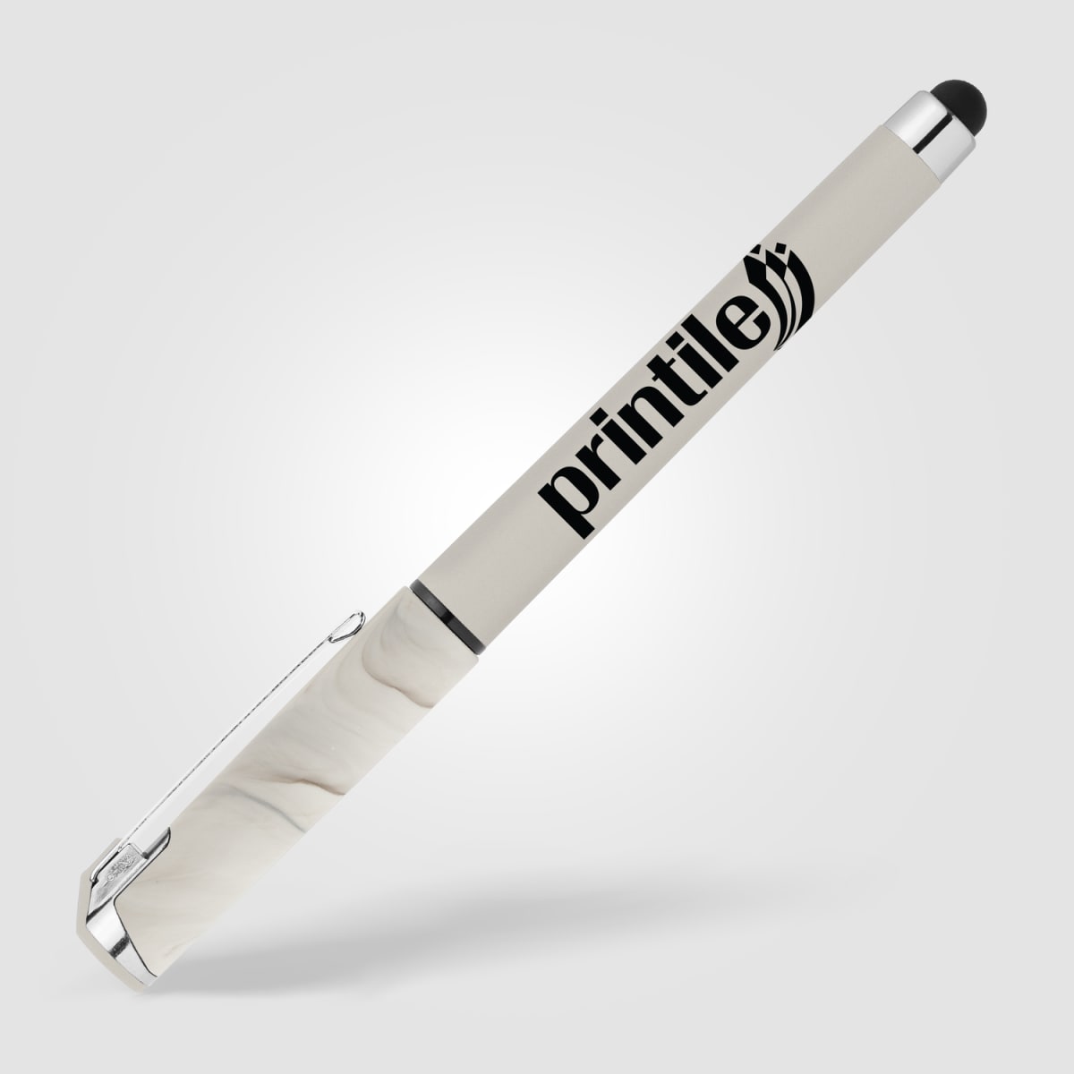 Branded Marbled Cap Gel Pen with Stylus