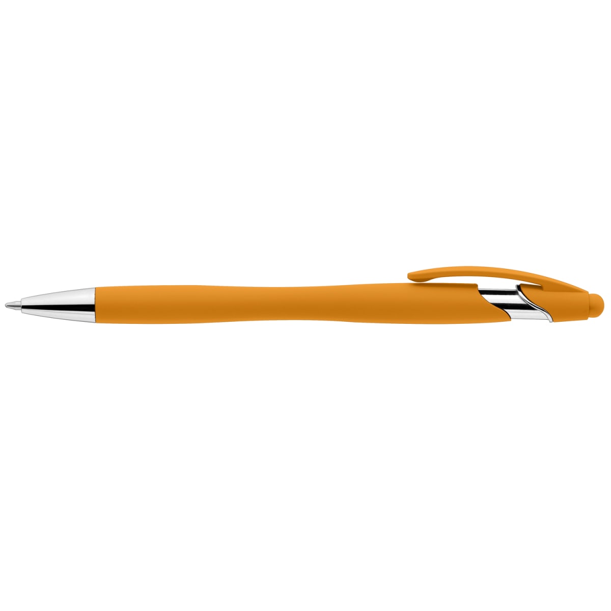Branded Soft Rubber Coated Stylus Pen with Chrome Trim in Yellow
