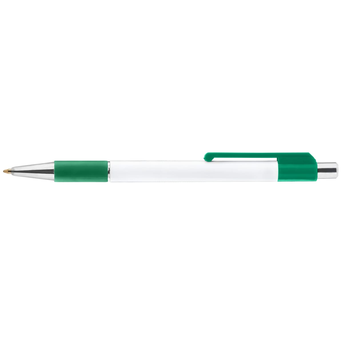 Branded Slimline Retractable Pen with Comfort Grip in Green