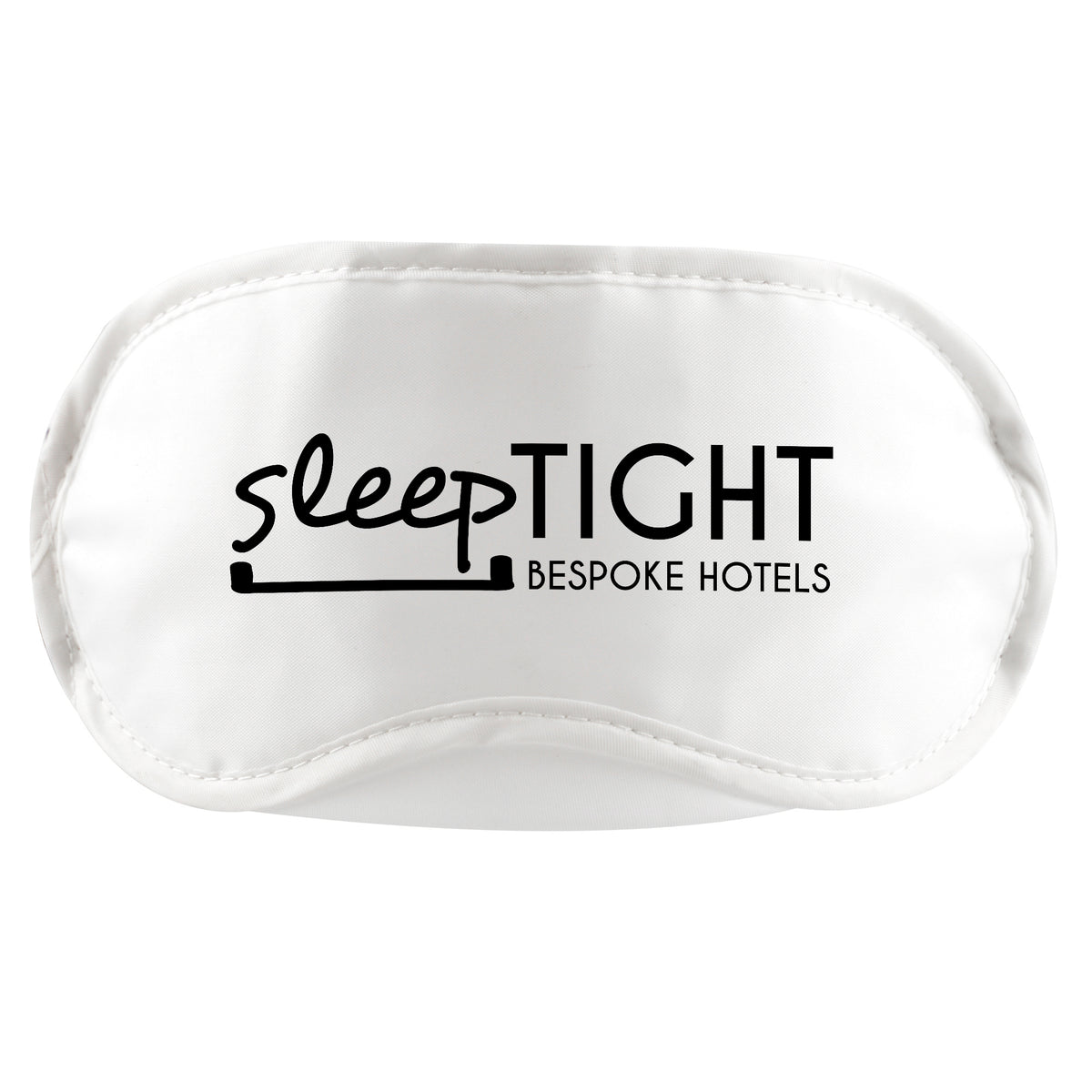 Branded Elasticated Polyester Eye Mask in White
