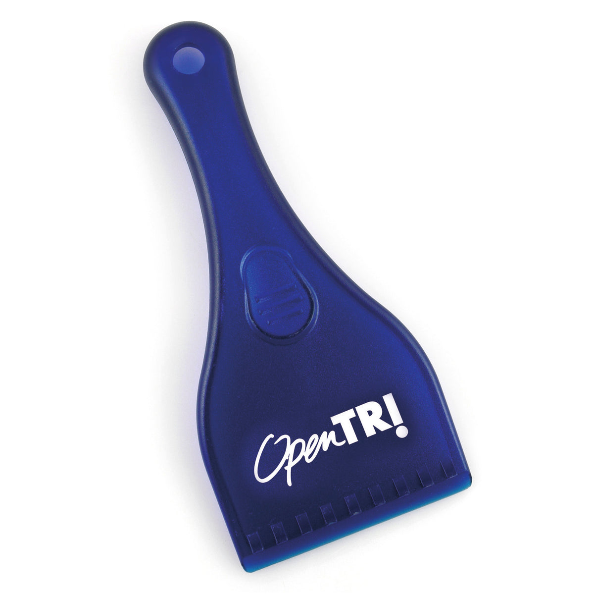 Branded Plastic Ice Scraper with Handle in Blue