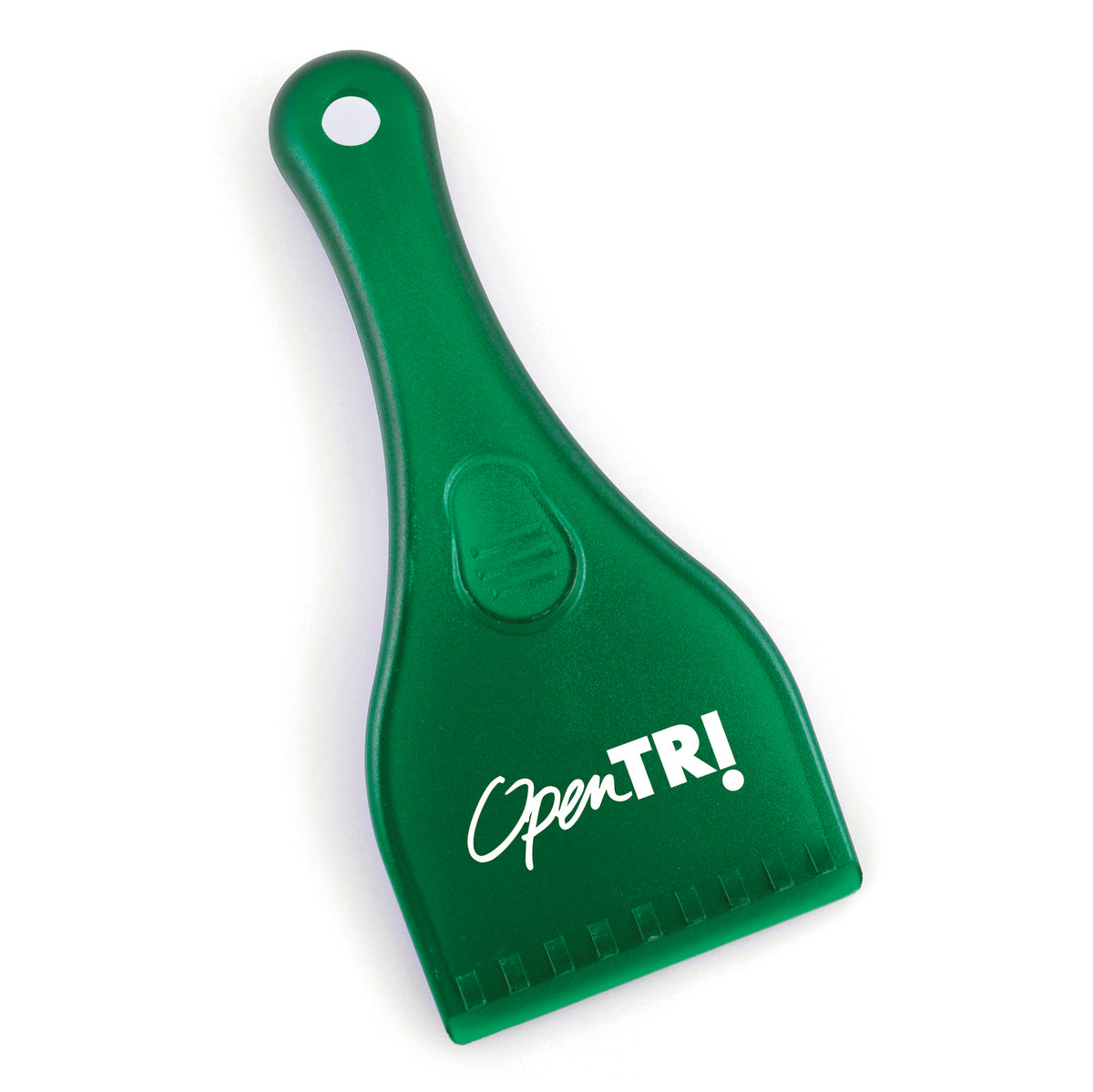 Branded Plastic Ice Scraper with Handle in Green