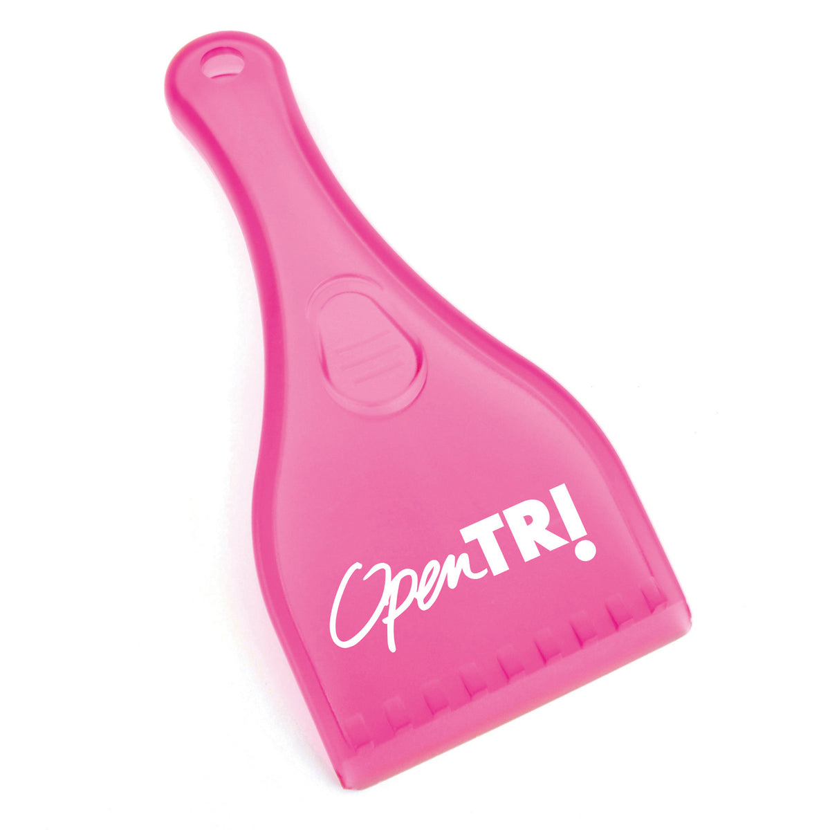 Branded Plastic Ice Scraper with Handle in Pink