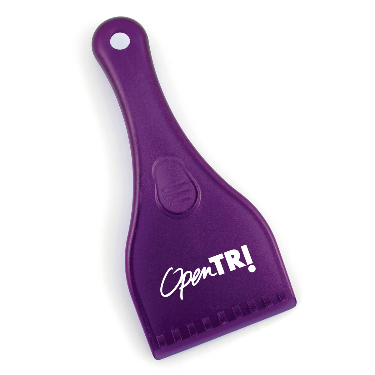 Branded Plastic Ice Scraper with Handle in Purple