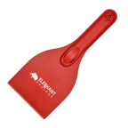 Branded Plastic Ice Scraper with Handle and Thumb Grip in Red