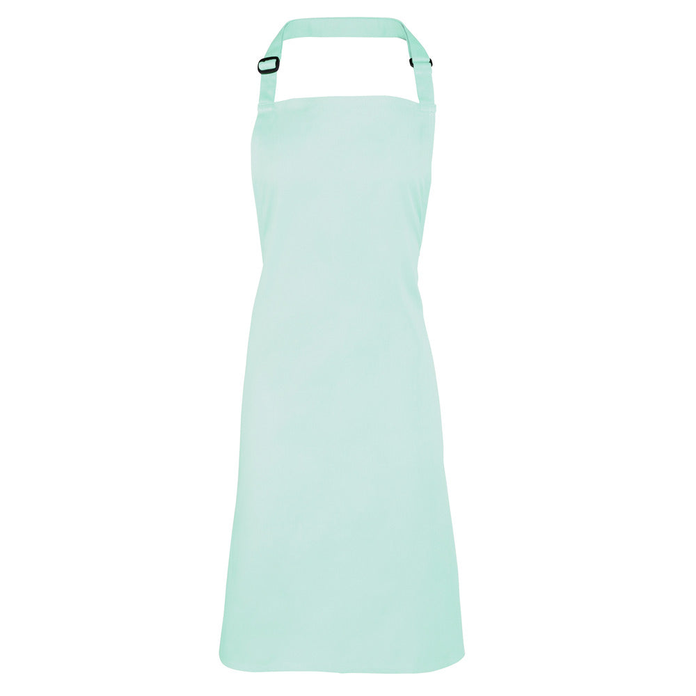 Branded Full Bib Apron in Polyester Cotton or Denim in Aqua