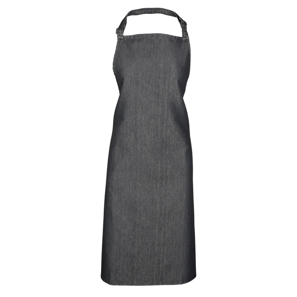 Branded Full Bib Apron in Polyester Cotton or Denim in Black Denim