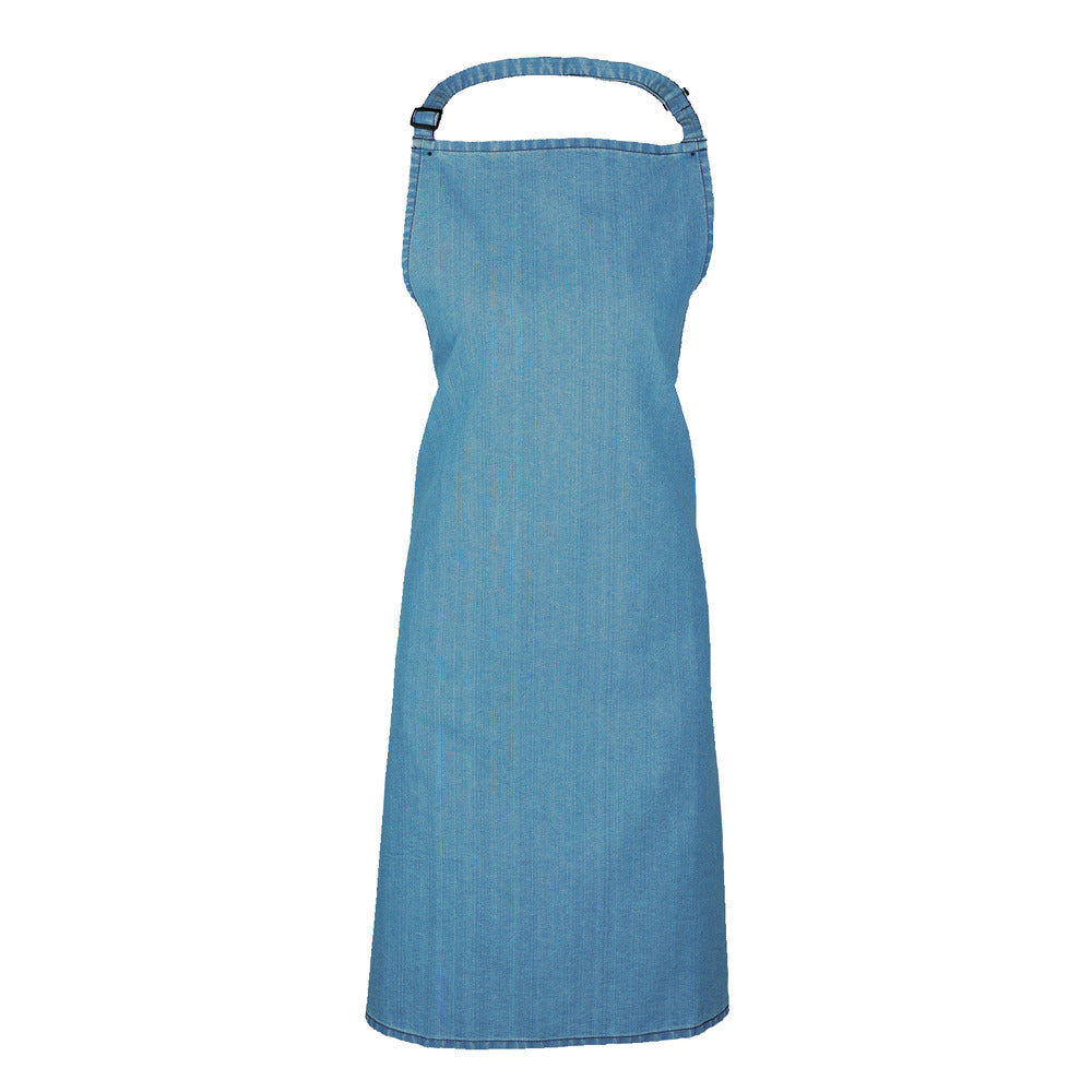 Branded Full Bib Apron in Polyester Cotton or Denim in Blue Denim