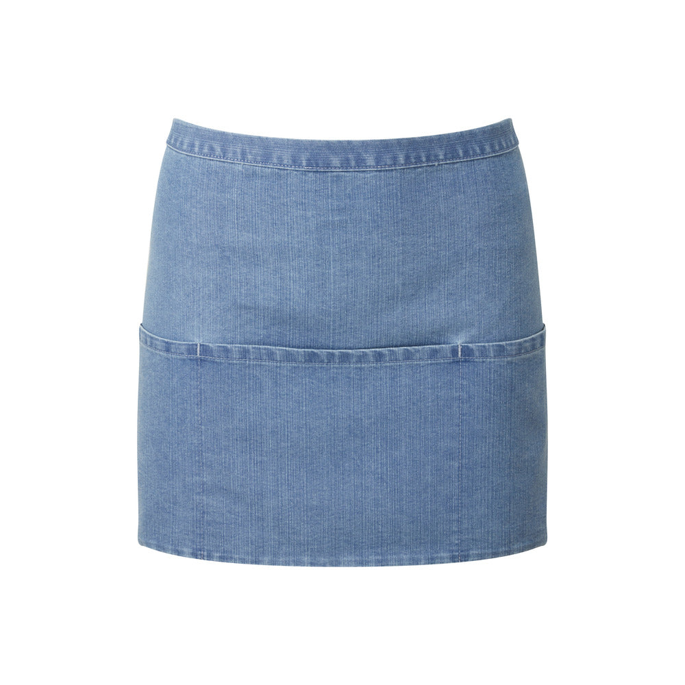 Branded Short Three Pocket Waist Apron in Blue Denim