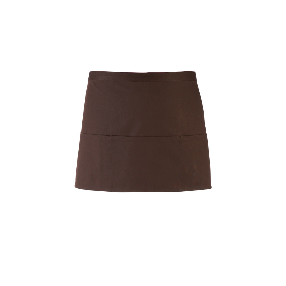 Branded Short Three Pocket Waist Apron in Brown