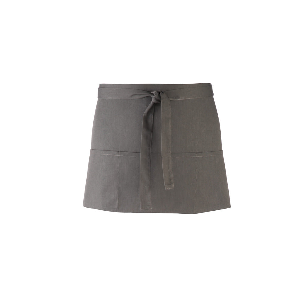 Branded Short Three Pocket Waist Apron in Dark Grey
