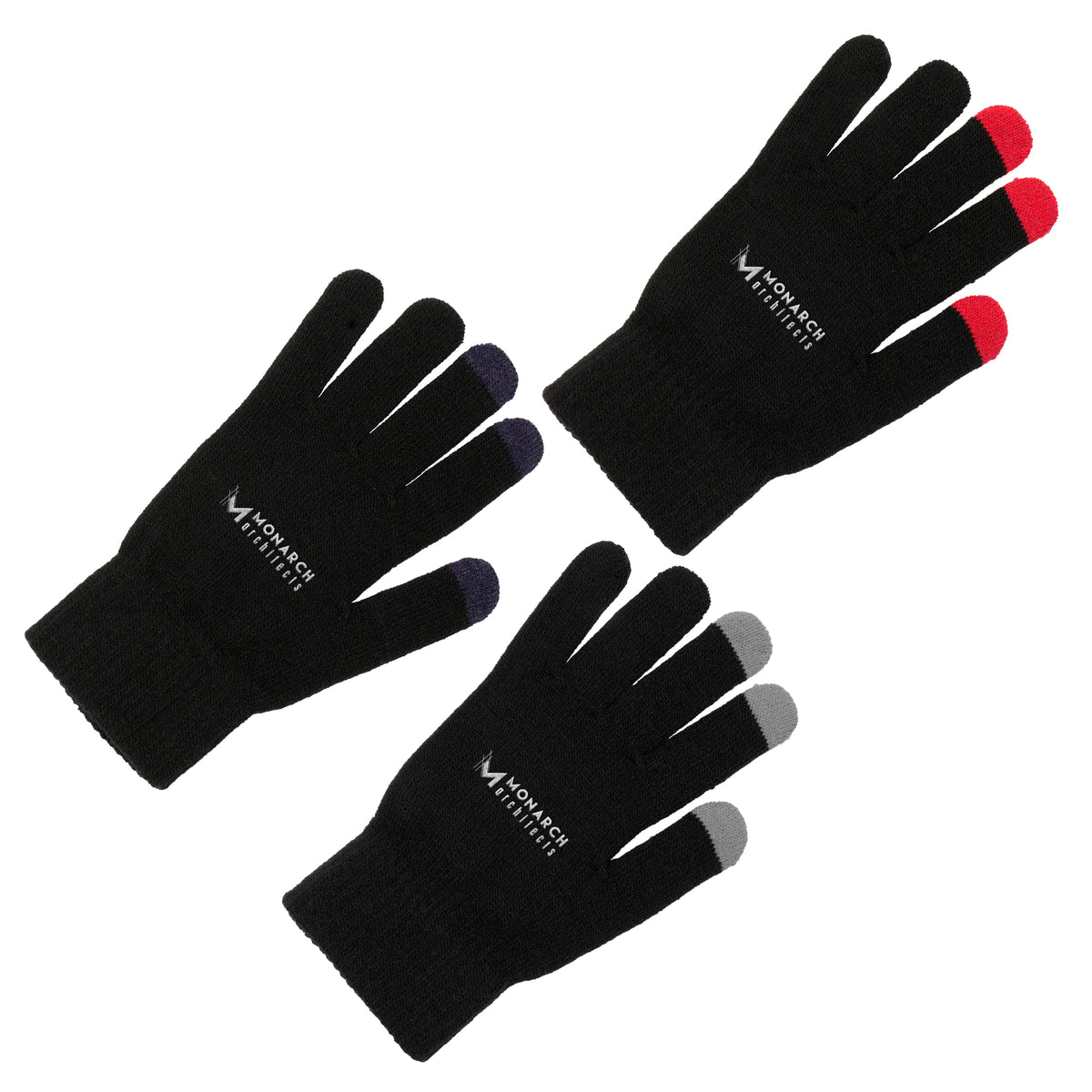 Branded Touchscreen Gloves with Coloured Fingertips