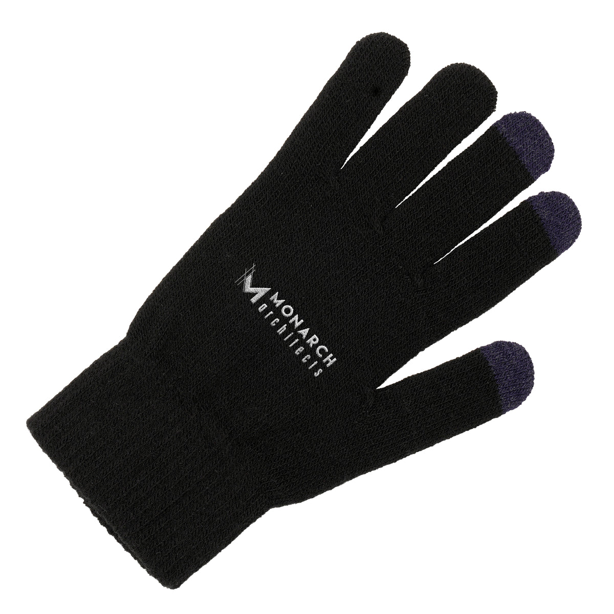 Branded Touchscreen Gloves with Coloured Fingertips in Navy