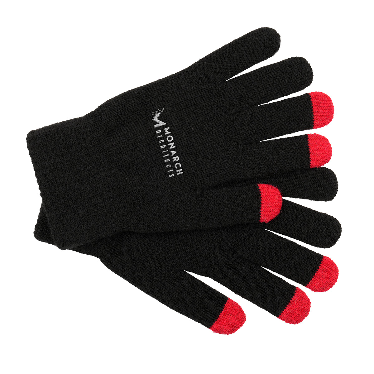 Branded Touchscreen Gloves with Coloured Fingertips in Red