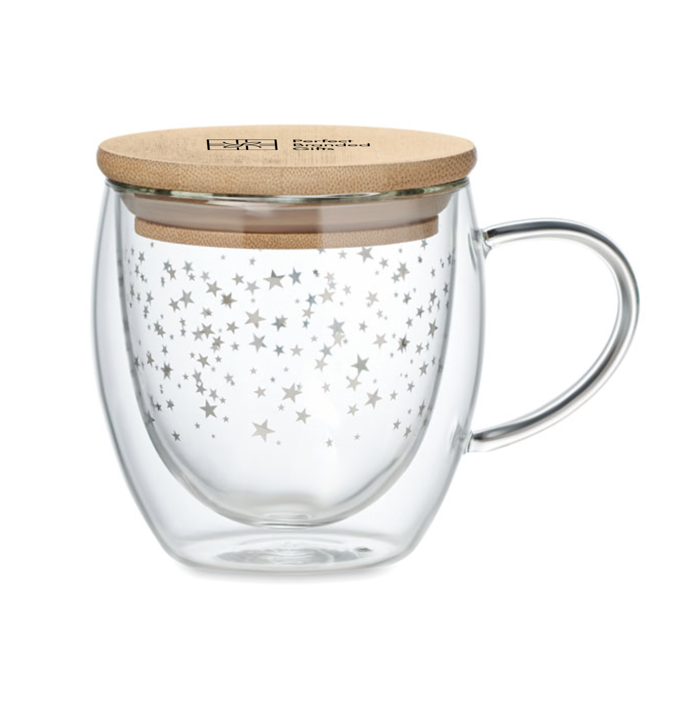 Double wall borosilicate mug with stars design