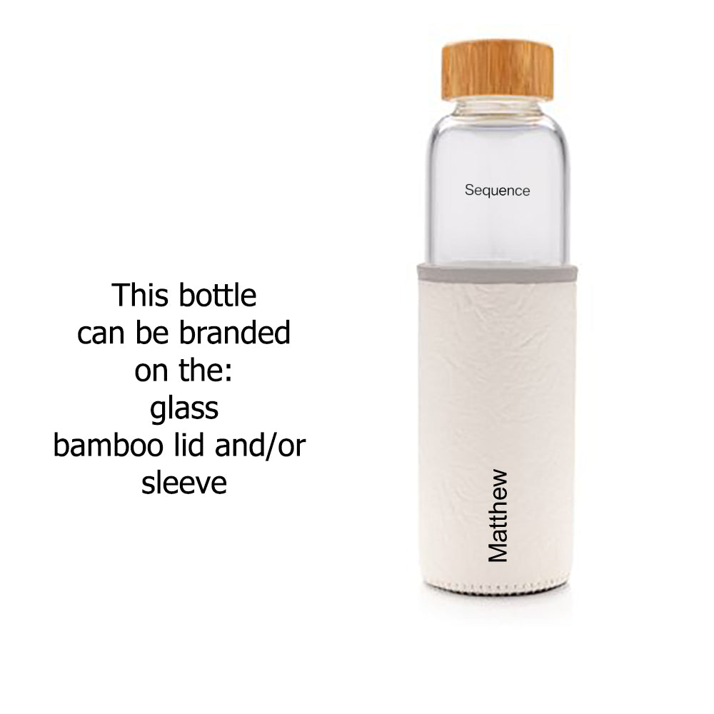 Branded Glass Water Bottle with Sleeve