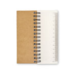 Notebook with kraft paper cover and white back cover with ruler, on a white background