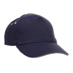 Branded Cotton 5 Panel Cap with White Sandwich Peak in Navy