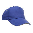 Branded Cotton 5 Panel Cap with White Sandwich Peak in Royal Blue