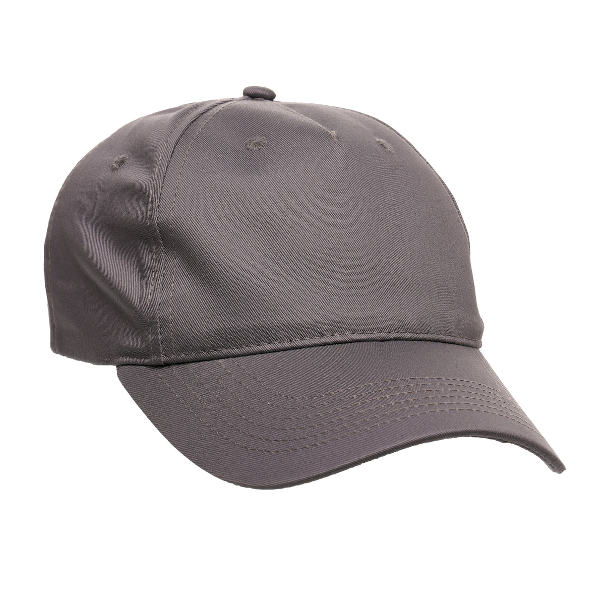 Branded Organic Cotton 5 Panel Cap with Curved Peak in Grey