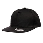 Branded Polyester Snapback Cap with Flat Peak in Black