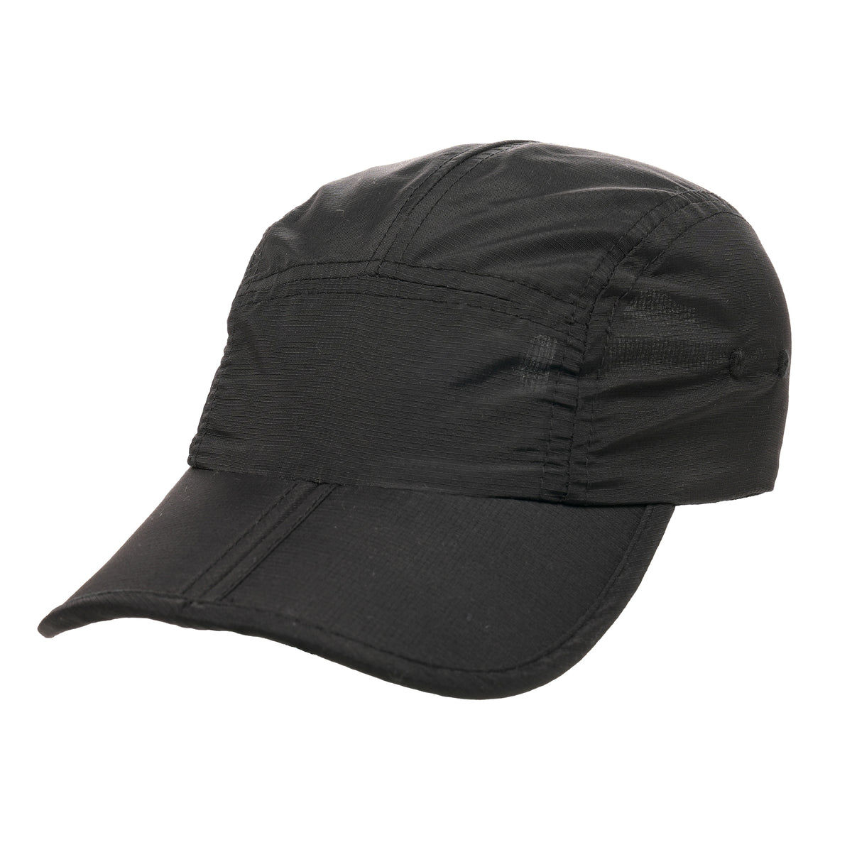 Branded Foldable Nylon Cap with Clip Fastening in Black