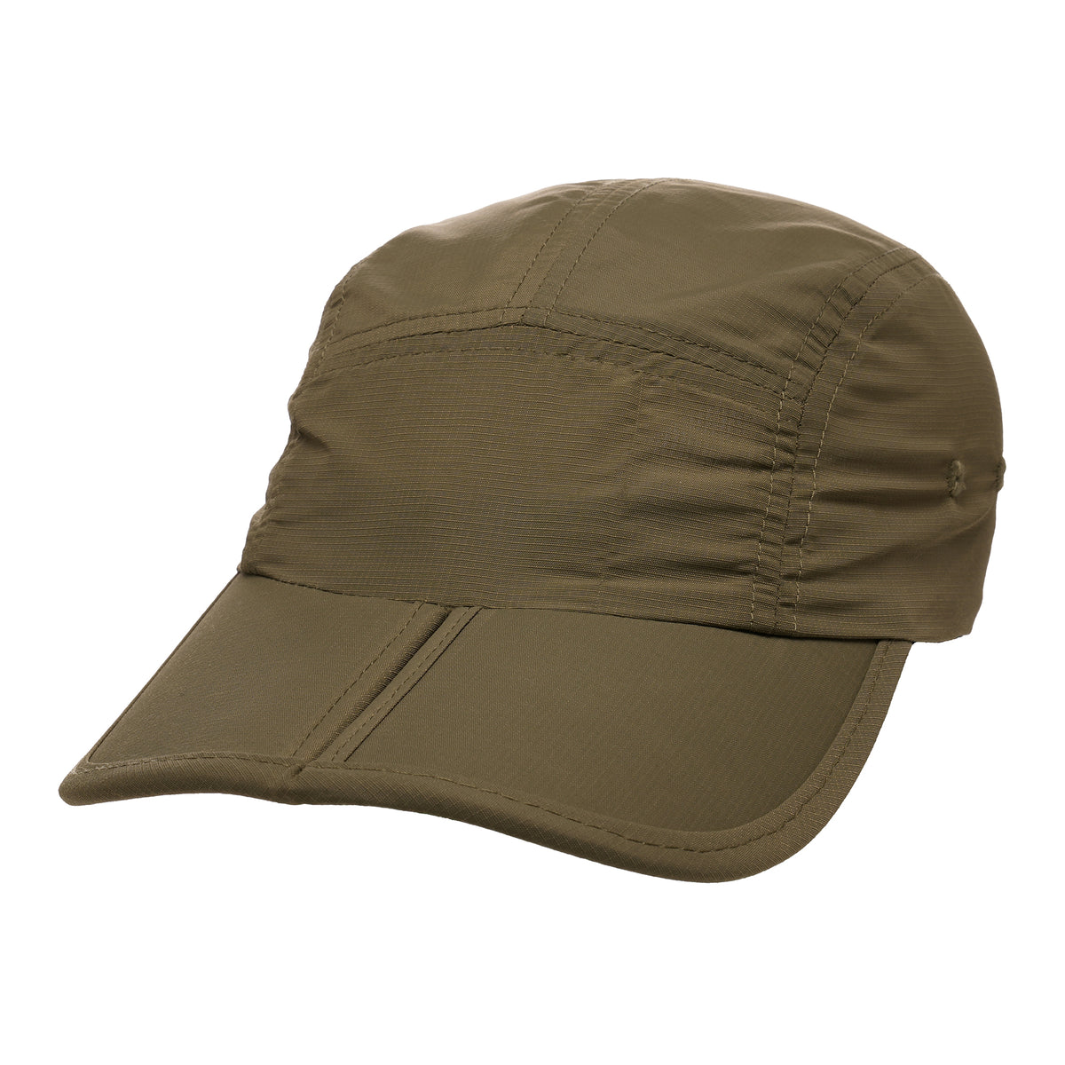 Branded Foldable Nylon Cap with Clip Fastening in Khaki