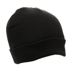 Branded Organic Cotton Double Knit Beanie Hat in Black