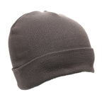 Branded Organic Cotton Double Knit Beanie Hat in Grey