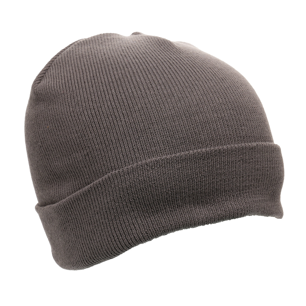 Branded Organic Cotton Double Knit Beanie Hat in Grey