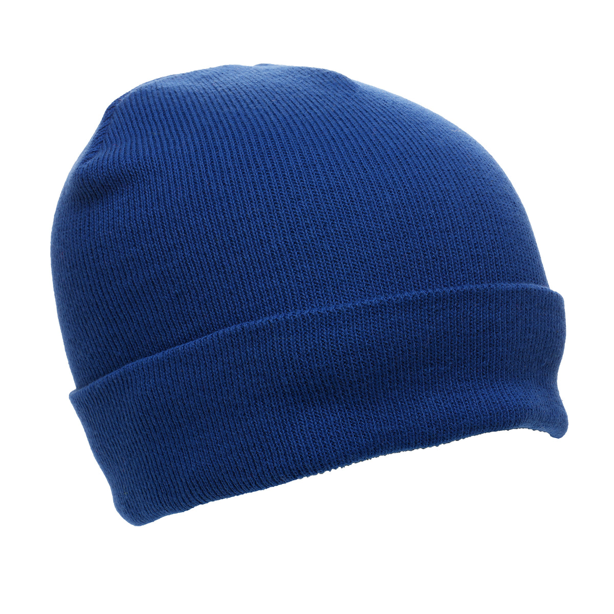 Branded Organic Cotton Double Knit Beanie Hat in Royal Blue